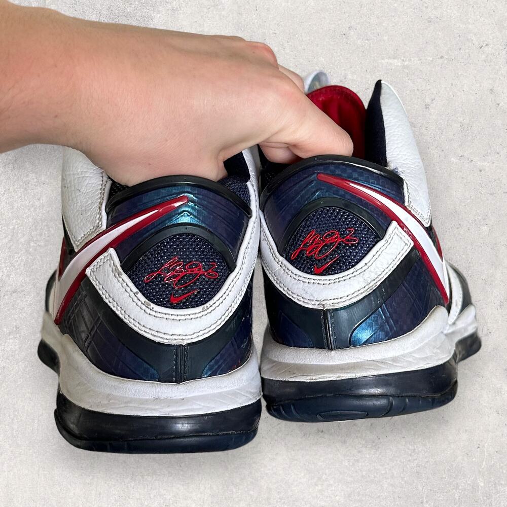 Vintage Y2K Nike Lebron 8 Basketball Shoe Mens 14 Red Blue Veterans Day 2010 - Picture 7 of 8